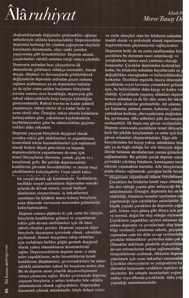 ruhların enkazını kaldırmak ala dergi kim psikoloji klinik psikolog merve tunay dünya www.kimpsikoloji.com