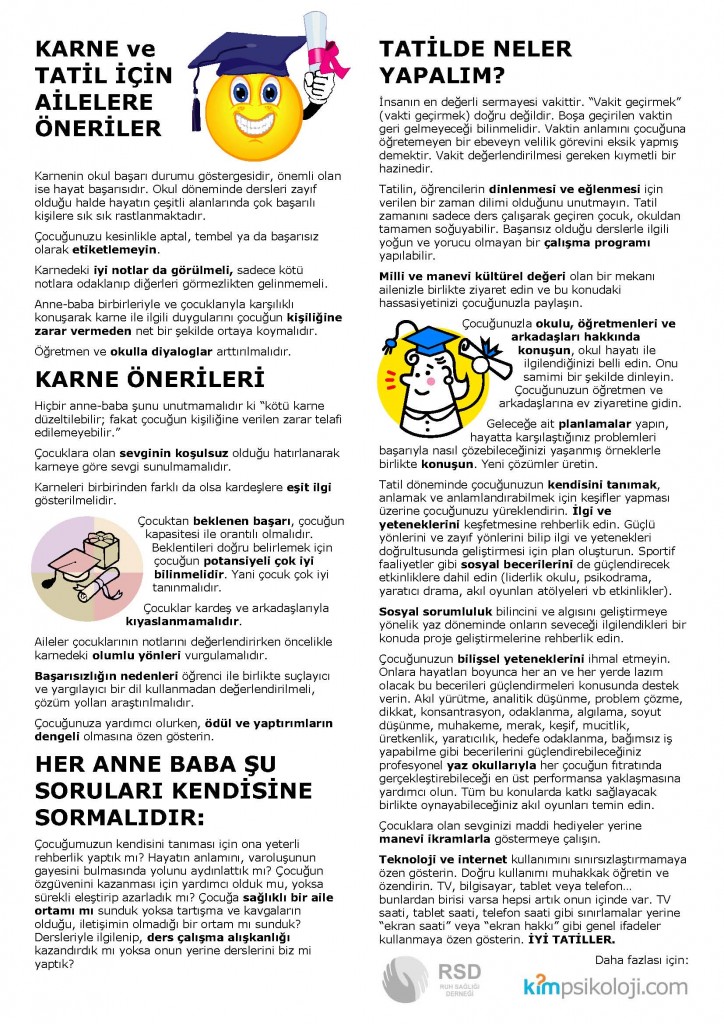KARNE ve TATİL ÖNERİLERİ kimpsikoloji.com