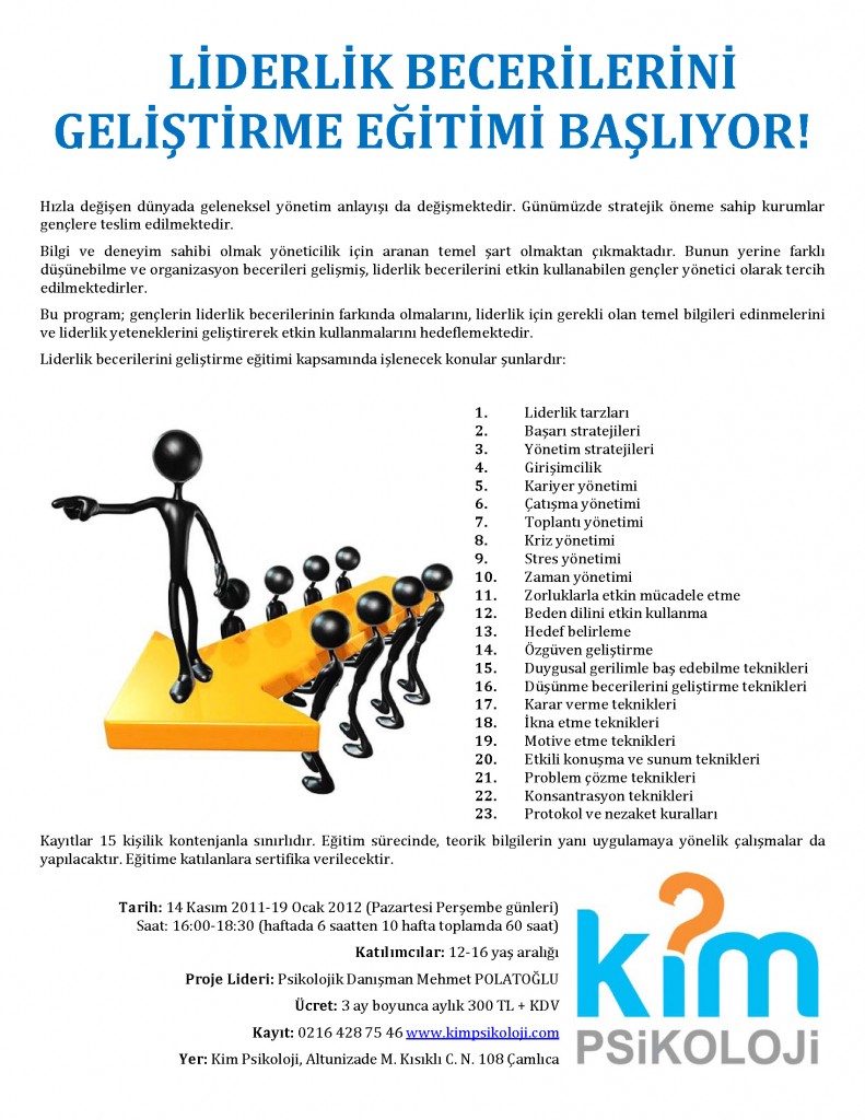 www.kimpsikoloji.com LİDERLİK BECERİLERİNİ GELİŞTİRME EĞİTİMİ